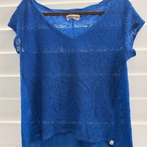 Hollister Royal Blue Lace Short Sleeve Top